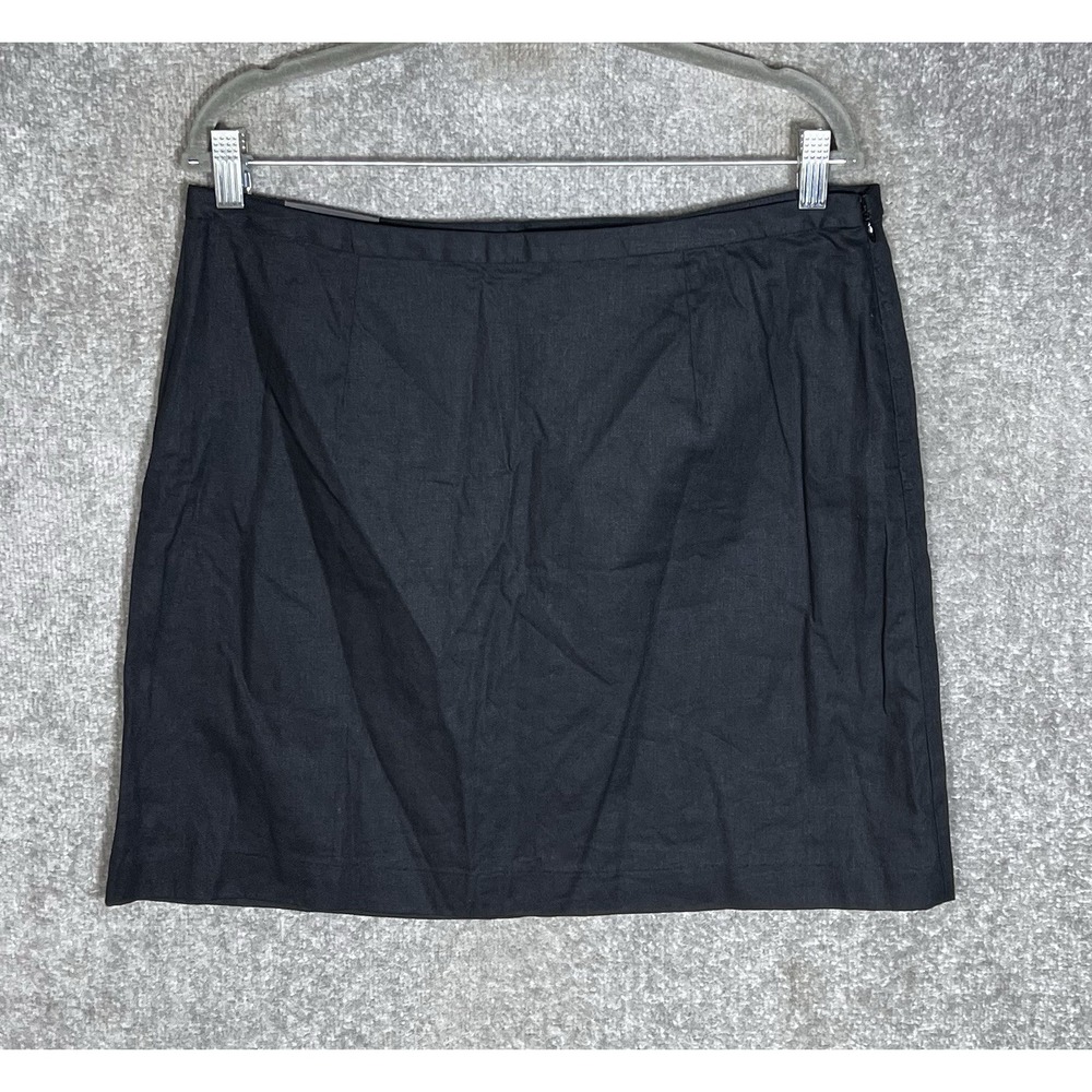 Banana Republic Linen Blend Mini Skirt Womens Size 14 Black Lined Straight New
